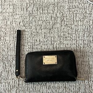 Michael Kors black leather wristlet